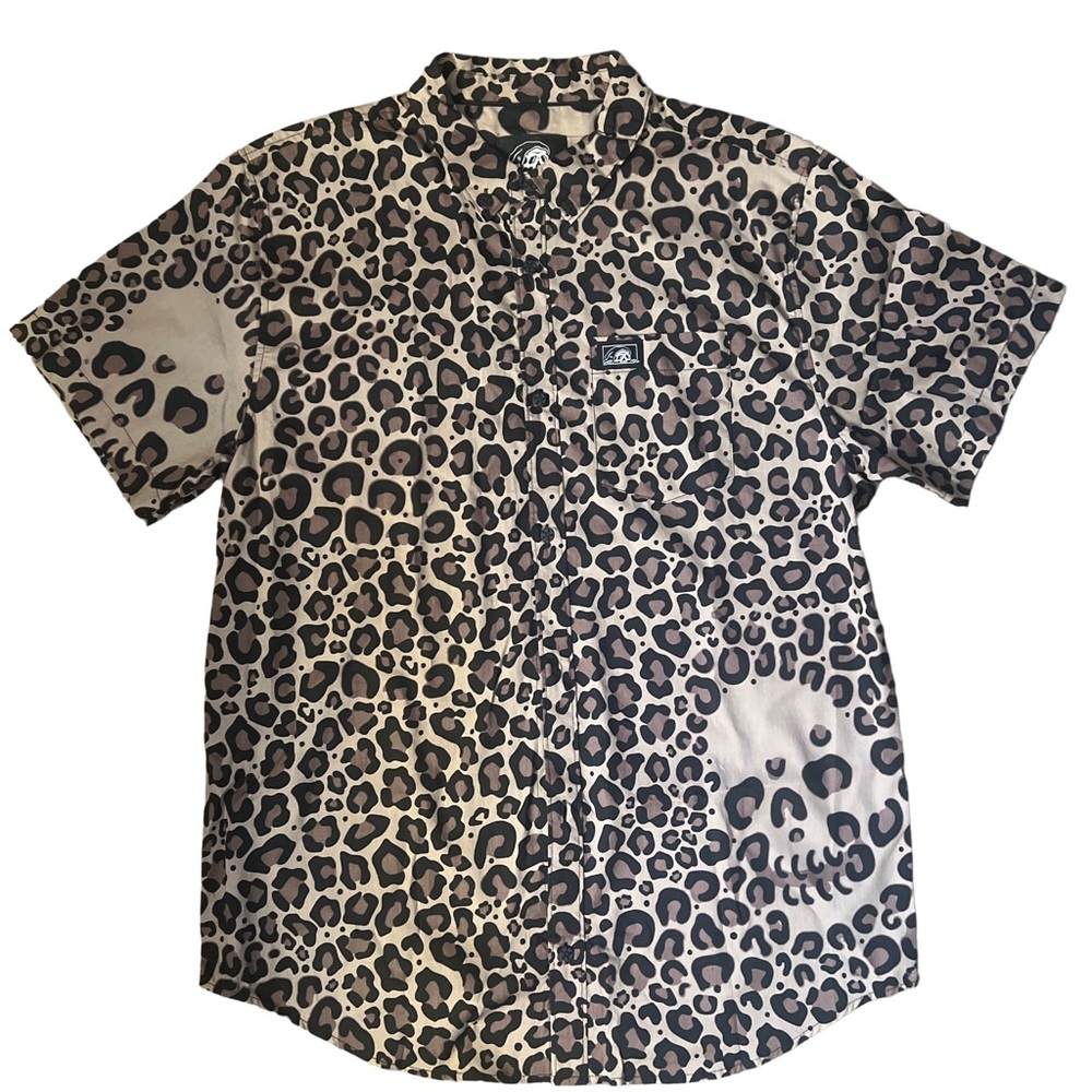 Brand: Lurking Class, Size: XL/Men, Color: Tan/Black, Leopard Shirt.